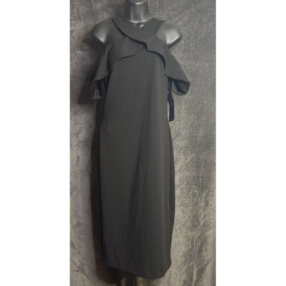 RACHEL Rachel Roy Cold Shoulder Ruffle Halter Dress Black Size M NEW - Picture 4 of 11